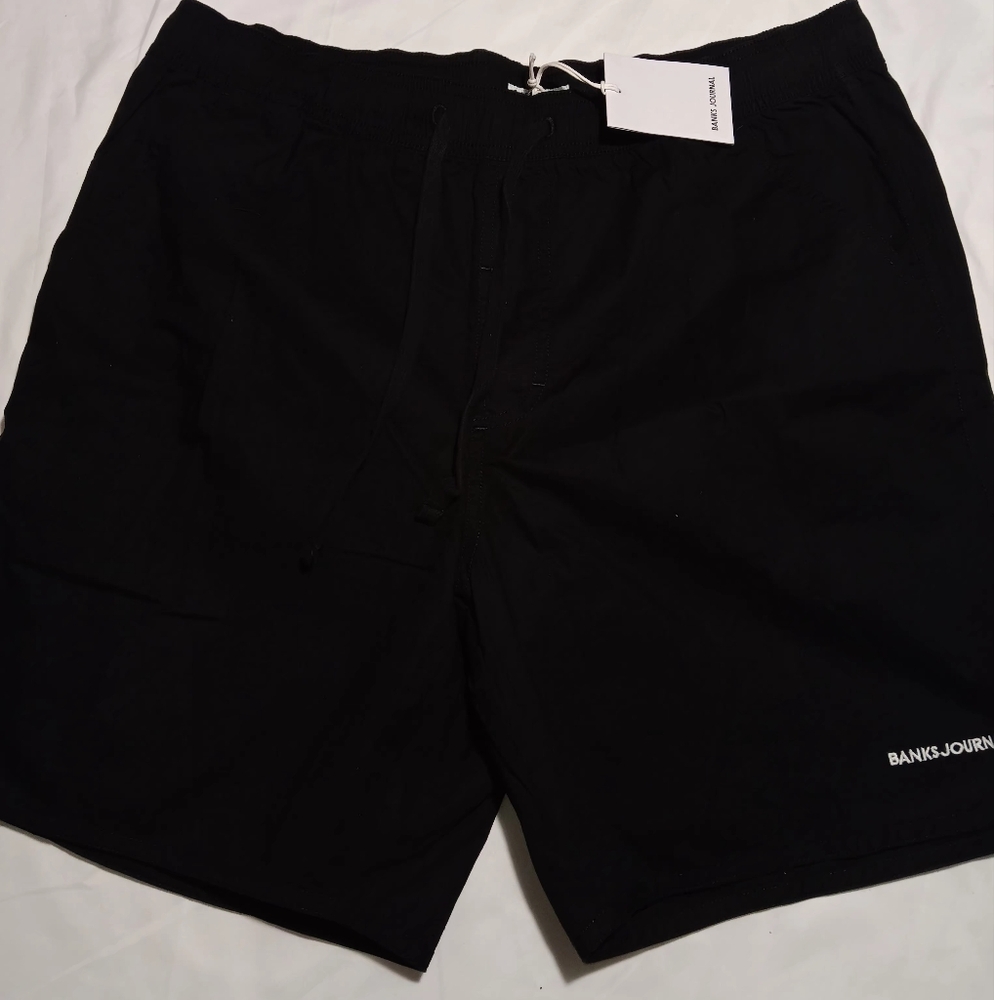 Mens Banks journal Black Boardshorts Elastic xl